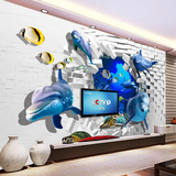 3d立体海洋海底世界大型壁画客厅儿童房卡通海豚餐厅墙纸无缝壁纸