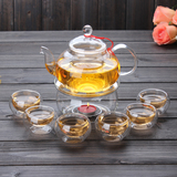 加厚耐热玻璃煮泡茶花茶壶玻璃茶具套装功夫透明过滤花草水果茶盘