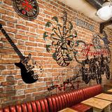 咖啡厅墙纸酒吧音乐厅背景墙壁纸复古砖怀旧个性立体涂鸦壁画砖墙