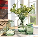 百合花瓶欧式淡彩系列绿色透明加厚水培花器餐桌玄关大号高端花瓶