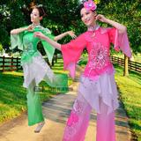 新款秧歌服2016夏古典舞蹈表演出服装伴舞中老年扇子舞民族伞舞女
