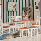 小户型餐桌长方形 可折叠实木餐桌椅组合吃饭桌子地中海田园家具