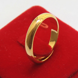 黄铜光面厚硬币戒指男款不变色霸气镀24K金指环沙金假金结婚饰品