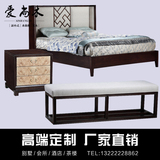 新中式实木床 酒店别墅卧室1.8米双人软靠大床铺现代简约复古家具