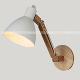 北欧简约创意实木摇臂可调节床头灯带拉链开关咖啡厅墙壁壁灯