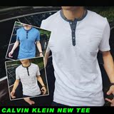 CALVIN KLEIN JEANS 男士纽扣短袖T恤CK纽扣LOGO体恤美国专柜正品