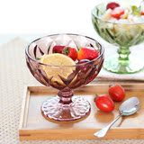 创意沙拉碗 冰激凌杯 欧式浮雕玻璃冰淇淋碗家用甜品碗透明奶昔杯