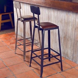 铁艺实木吧台椅家用酒吧吧台凳酒店前台高脚椅吧凳星巴克咖啡椅