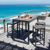 地中海复古铁艺实木高脚桌子吧台椅长正方形户外酒吧咖啡休闲桌椅
