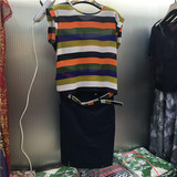 伊莎美尔16A-868专柜正品 新款夏季女装时尚条纹T恤+半身裙两件套