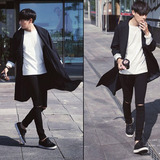 春秋季韩版修身型男装青年青少年大衣薄款外套男士中长款风衣男潮
