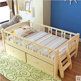 包邮公主床小孩单人松木床类 1米儿童床带护栏男孩女孩实木床小床
