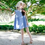 韩国童装2016夏装女童短袖连衣裙韩版纯棉公主裙儿童沙滩裙背心裙