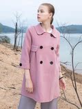 ADMIREMYSELF正品2016冬季新款双面羊绒毛高档双排扣大衣外套女装