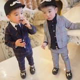 3-4-5岁中小男童西装套装2016春装新款韩版儿童宝宝西服两件套潮