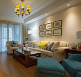 美式乡村布艺沙发 美式沙发 单双三位 老虎椅  大小户型客厅组合