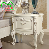 卧室家具欧式雕花床头柜法式组装收纳柜小户型储物柜白色烤漆边柜