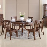 北美高端黑胡桃实木圆餐桌超大奢华胡桃色餐桌椅组合北欧家具定制