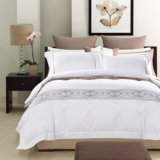 出口新款高端订制四件套 奢华美式床上用品 白色刺绣定做床单被套