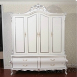 欧式衣柜 法式雕花大衣橱白色 木质衣柜四门 宜家实木衣柜 储物柜