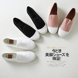CF7146 韩国款 夏季小白鞋韩版女帆布鞋白色平底一脚蹬休闲女鞋
