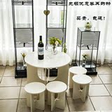 宜家小户型阳台桌椅 现代简约白色咖啡桌创意圆桌茶几椅子组合桌
