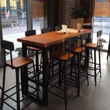 定制铁艺实木酒吧桌椅组合高脚桌星巴克咖啡桌椅实木吧台桌椅家用