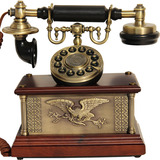 正品派拉蒙欧式仿古电话机古董古典复古桌面实木金属和平之鹰1911