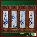 景德镇瓷板画手绘名家 梅兰竹菊 青花装饰画壁画 仿古做旧框GMC28