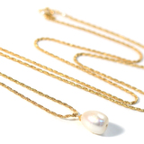日本制造珠宝首饰代购日系18K镀金甜美淡水珍珠可爱长项链毛衣链