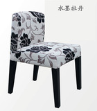 时尚简约布艺实木餐椅低靠背西餐桌椅酒店椅子咖啡厅凳子组合家具