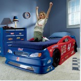 美国STEP2原装进口塑料婴儿床可变换赛车床汽车造型儿童床743400