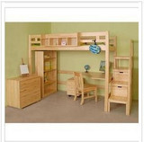 松木实木家具儿童家具套房公主儿童衣柜书桌床组合儿童床上下床