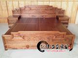 全实木床 1.8米双人床 榆木床明清仿古古典家具中式床 三件套
