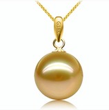 【恒福珍珠】18K白金黄金吊坠托南洋金珠黑珠白珠空配件 不含珠子