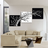 客厅装饰画 卧室壁画现代简约黑白树发财树幸福树富贵无框画挂画