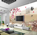 中式电视背景墙墙纸壁画无纺布壁纸客厅背景无缝整张墙静字装饰画