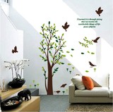 小鸟 绿树 第三代可移除立体墙贴树 客厅卧室过道背景墙壁贴纸画