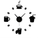 咖啡饮料 DIY静音挂钟 客厅卧室茶餐厅时尚创意个性粘贴墙壁钟表