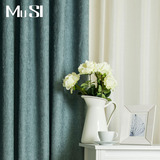 细条纹简约现代窗帘 宜家风格蓝色家居窗帘布 成品定制MS-TC003