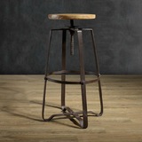 特价LOFT美式乡村复古铁艺实木做旧螺旋升降椅简约 酒吧台 椅