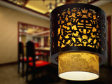 中式灯复古单头吊灯 餐厅茶楼木质仿古羊皮灯具 过道走廊木艺灯饰
