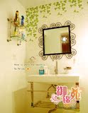 防锈铁艺镜框上墙壁挂浴室镜化妆镜梳妆镜正方形镜框美容镜子方形