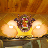 欧式壁灯床头灯单头美式田园彩绘灯卫生间镜前灯阳台led创意壁灯