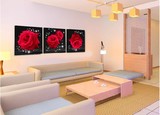 DIY钻石画现代客厅卧室沙发背景十字绣方钻装饰画玫瑰之约三联画