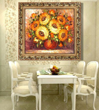 梵高向日葵油画纯手绘花卉客厅装饰玄关无框画餐厅电箱墙壁画挂画