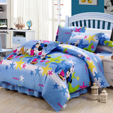 纯棉儿童1.21.51.8米床上用品床裙床罩式四件套 蓝色米奇宝贝星星