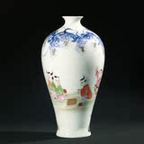 推荐景德镇陶瓷花瓶 青花斗彩童子手绘人物瓷器摆件 婚房家居饰品