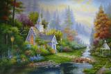 纯手绘 现代家居装饰油画 壁画 写实风景系列  托马斯风景 花园景