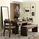 水曲柳原木家具 长方形全实木餐桌 北欧美式现代简约餐桌椅 组合